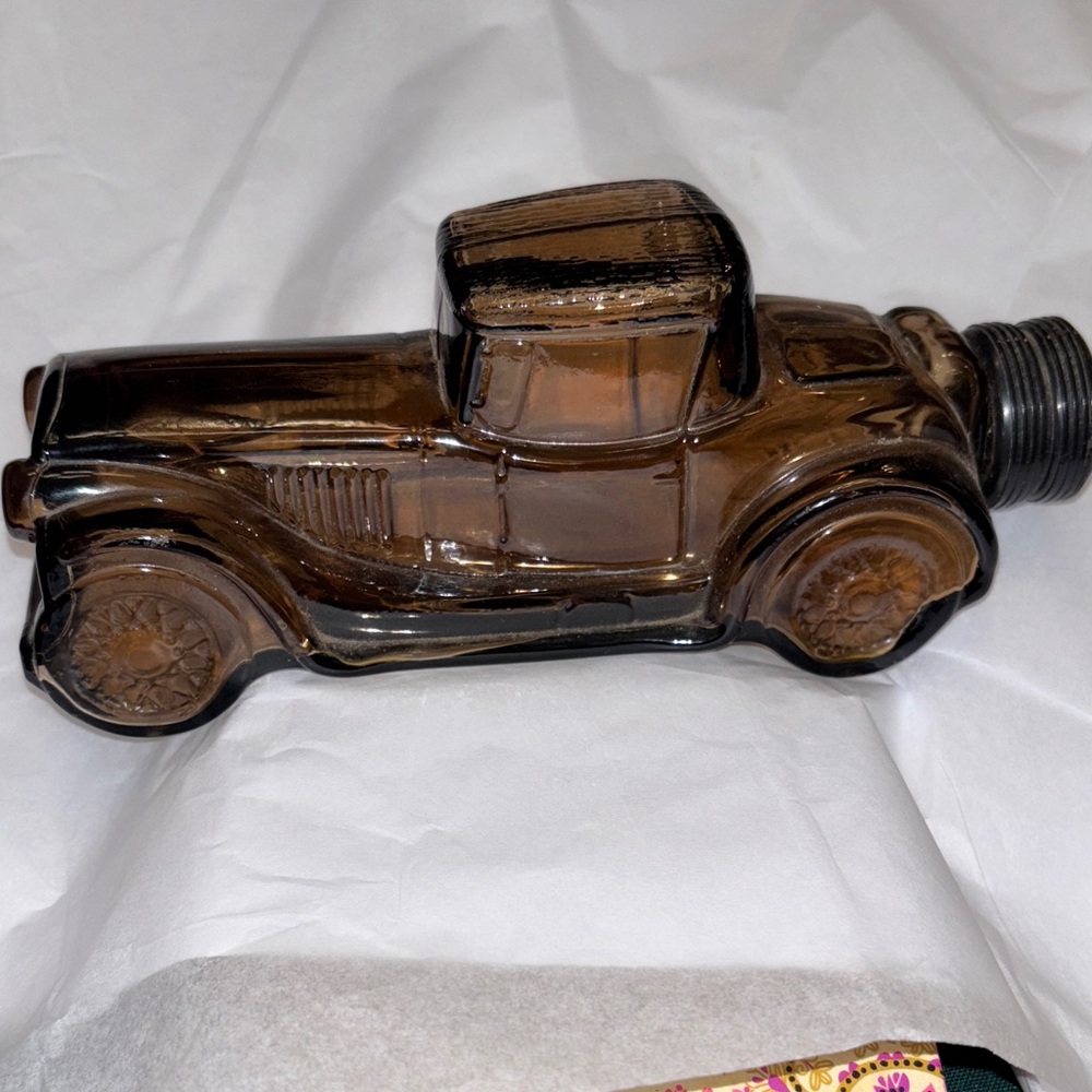 Vintage Glass Car Figurine - Brown